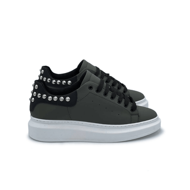 Sneakers verde militare borchiate e puntini - FLAG STORE